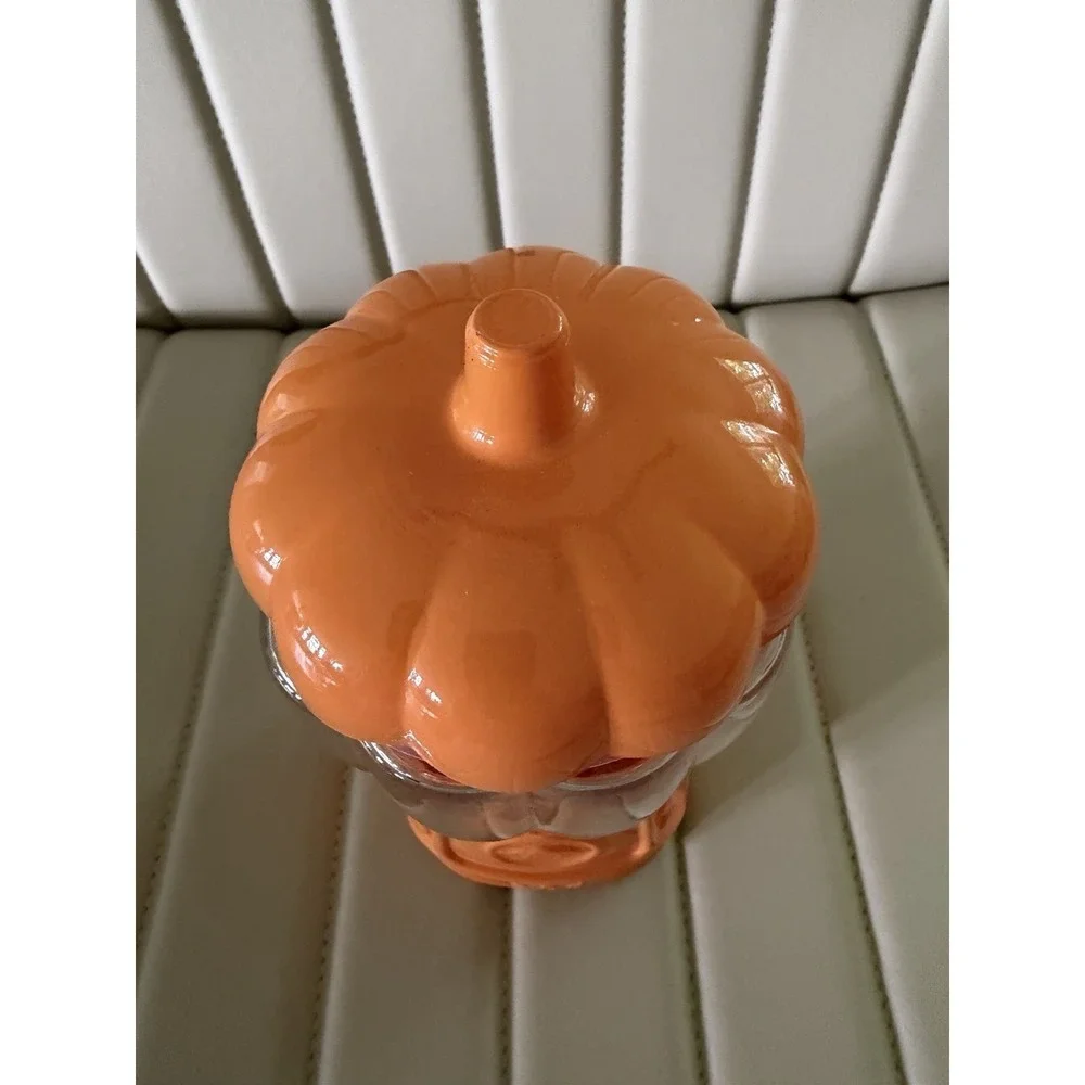 Pumpkin Gumball Machine, Glass Candy Jar, Fall Halloween Thanksgiving Food Safe